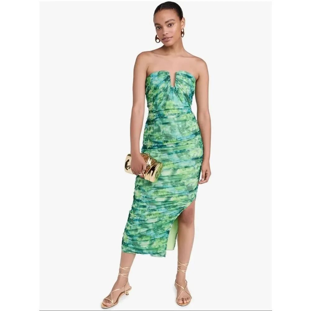 Elliatt Larkspur Strapless Multi Swirl Mesh midi Dress sz XS NWT